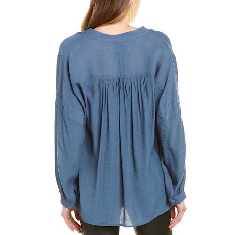 Brochu Walker Jaxon Popover Blouse in Oceanic Blue Size Small - Picture 2 of 11